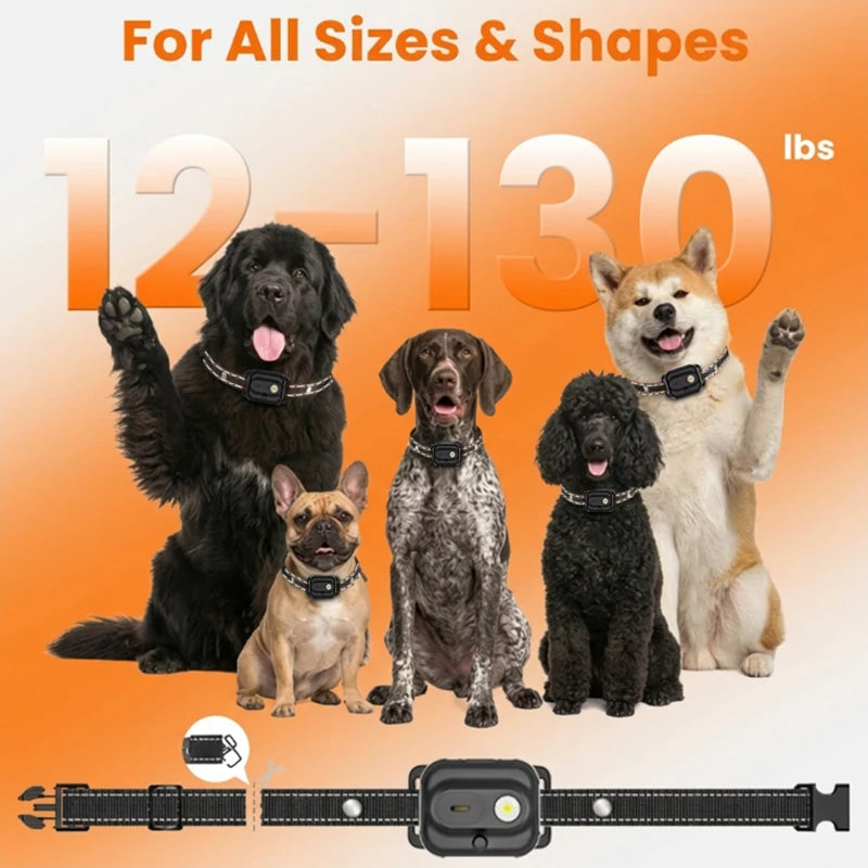 Electric Dog Training Collar Digital Rechargeable Remote Control IPX7 Waterproof Vibrator Pet Dog Bark Stop Shock Collar