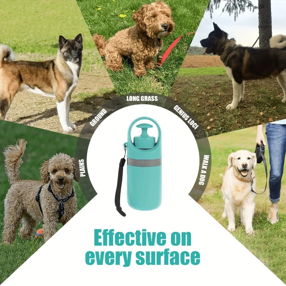 Portable Touch-Free Dog Poop Scooper, Comes with 30 Poop Bags + 1 Random-Color Poop Bag Dispenser, Leak-Proof Waste Container & 4 Anti-Lost Bells – Hands-Free Poop Picking Tool for Small, Medium and Large Dogs, Specially De