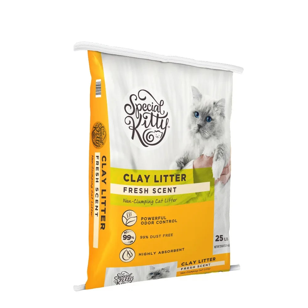 Non-Clumping Clay Cat Litter, Fresh Scent, 25 lb Bag, 1 Count