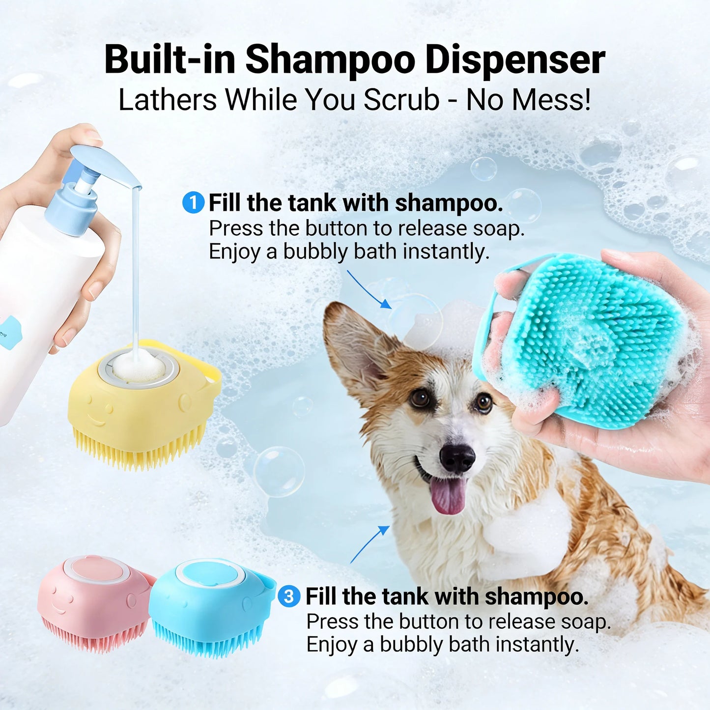 Pet Bath Gloves for Dogs & Cats Soft Silicone Massage Brush Gloves for Grooming Bathing & Fur Cleaning