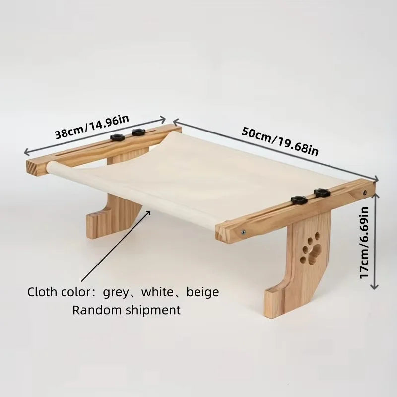 Cat Window Sill, Cat Window Hammock, Suitable for Indoor Cats, Wooden and Metal Frame, Easy to Adjust Window Sill, Bedside