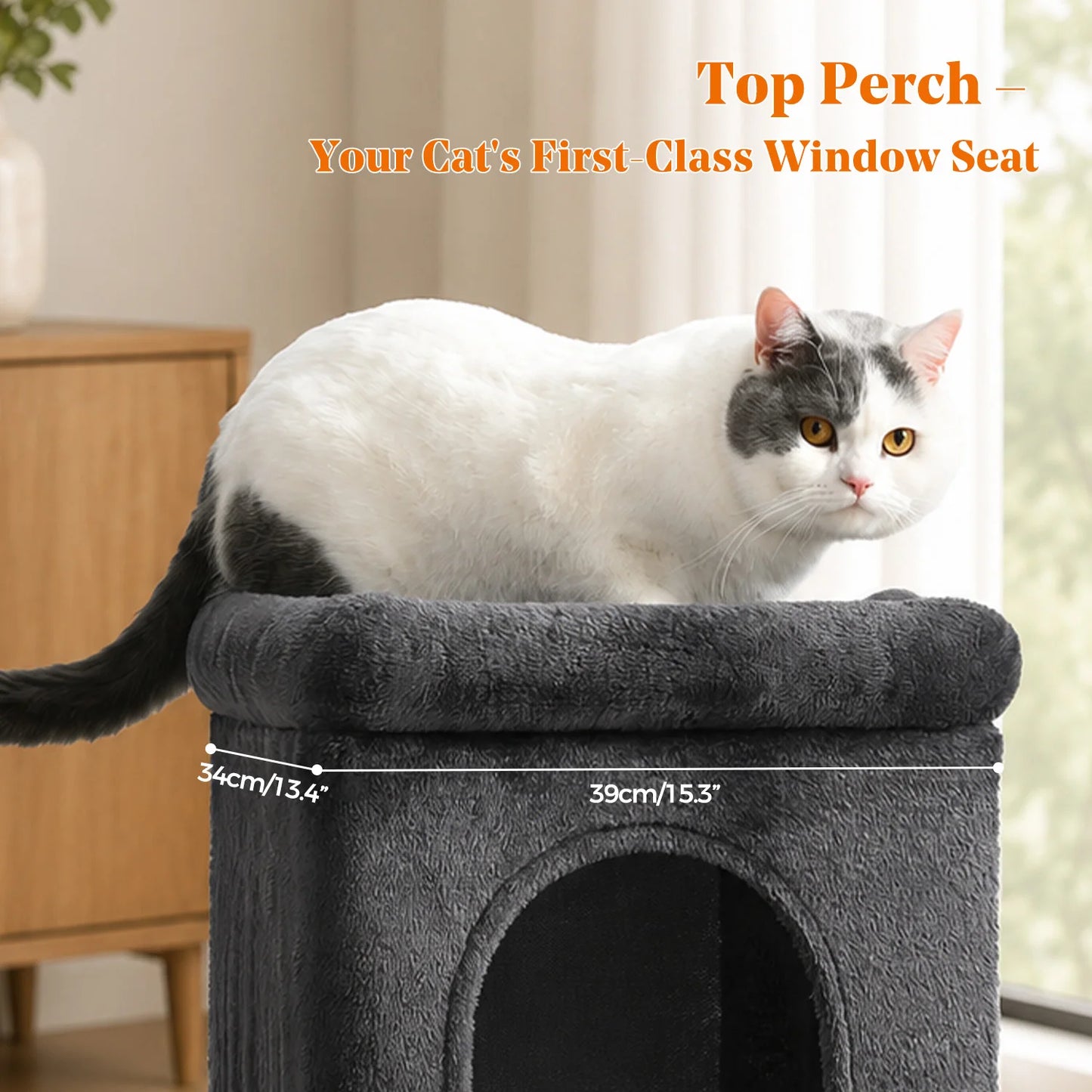 30-Inch Cat Tree with 2 Cozy Condos Sisal Scratching Post Soft Top Perch Hanging Pompom Small Cat Tower for Indoor Kitten Furniture House Cat Toys