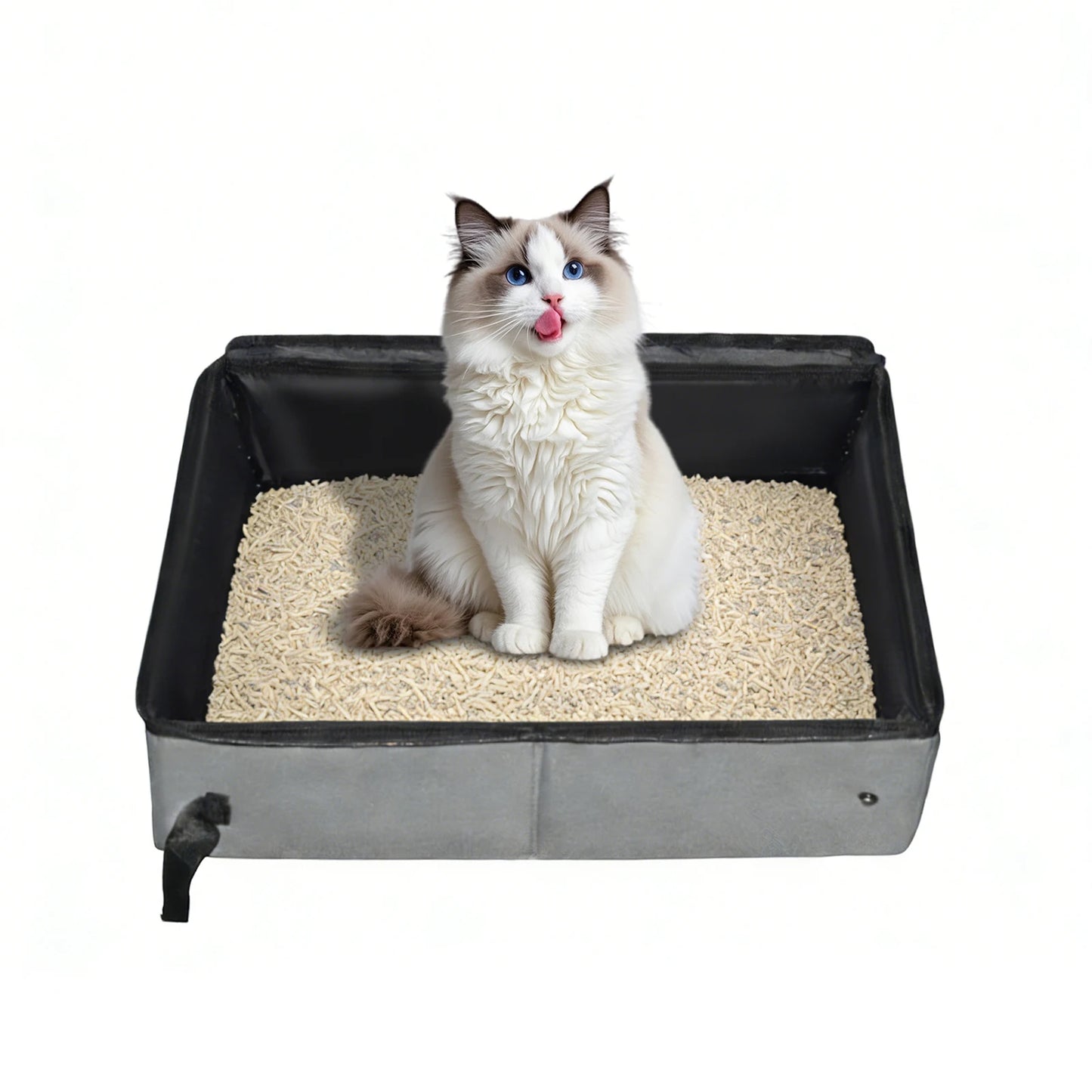 Collapsible Cat Litter Box with Lid, Waterproof Portable Travel Cat Toilet, Easy to Carry Indoor Outdoor Cat Potty
