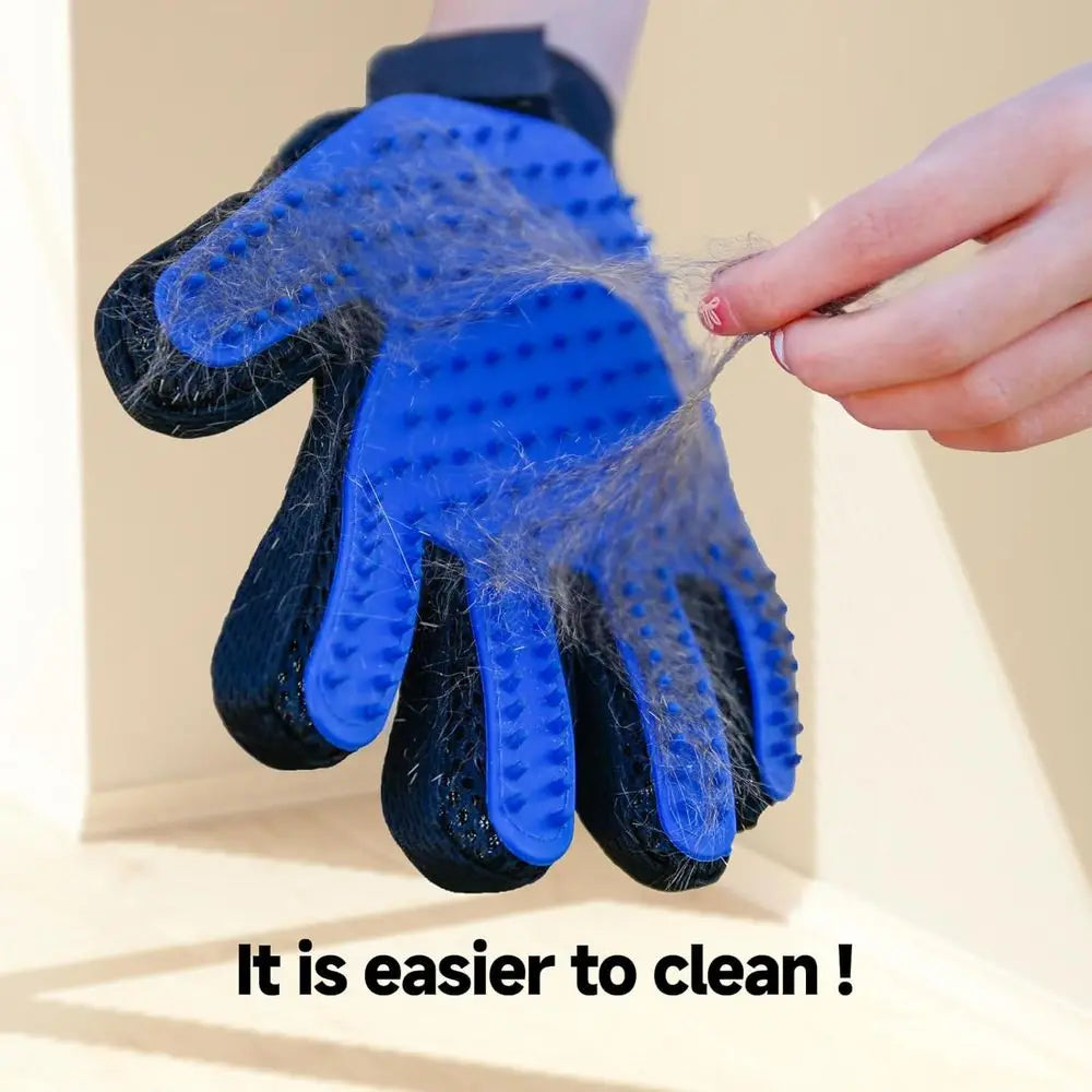 Pet Hair Removal Glove for Dogs & Cats, 2-in-1 Deshedding Brush & Massage Mitt, Grooming Gloves for Shedding Control, Bathing an