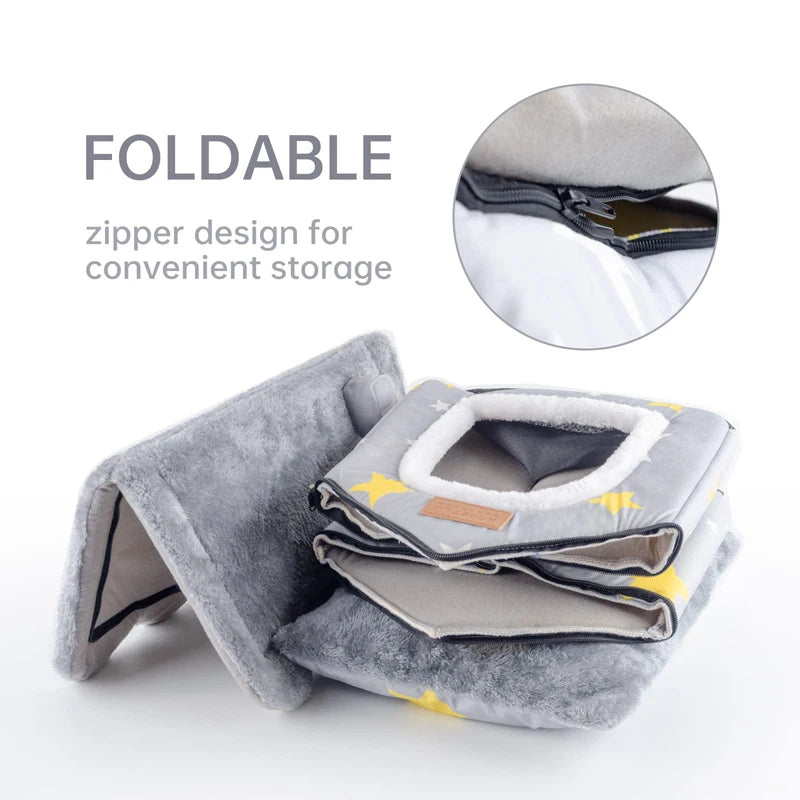 Benepaw Portable Medium Small Dog House Winter Warm Cushioned Pillow Pet Bed Nest Washable Removable Puppy Cat Kennel Foldable