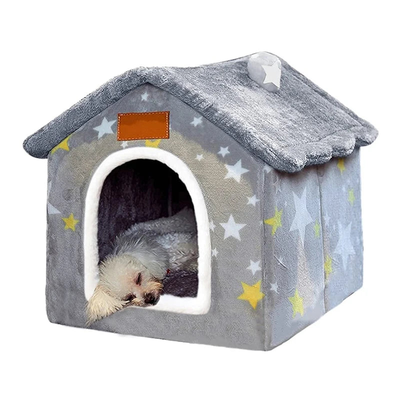 Benepaw Portable Medium Small Dog House Winter Warm Cushioned Pillow Pet Bed Nest Washable Removable Puppy Cat Kennel Foldable