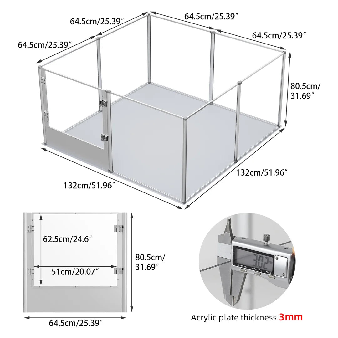 Unique Clear Acrylic Pet Playpen Dog Whelping Pen Rabbit Cage with Waterproof Floor Pad for Guinea Pigs Hedgehogs Hamsters