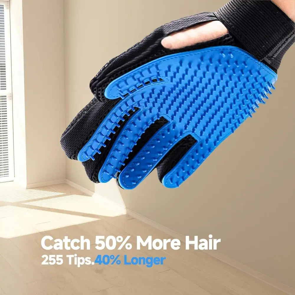 Pet Hair Removal Glove for Dogs & Cats, 2-in-1 Deshedding Brush & Massage Mitt, Grooming Gloves for Shedding Control, Bathing an