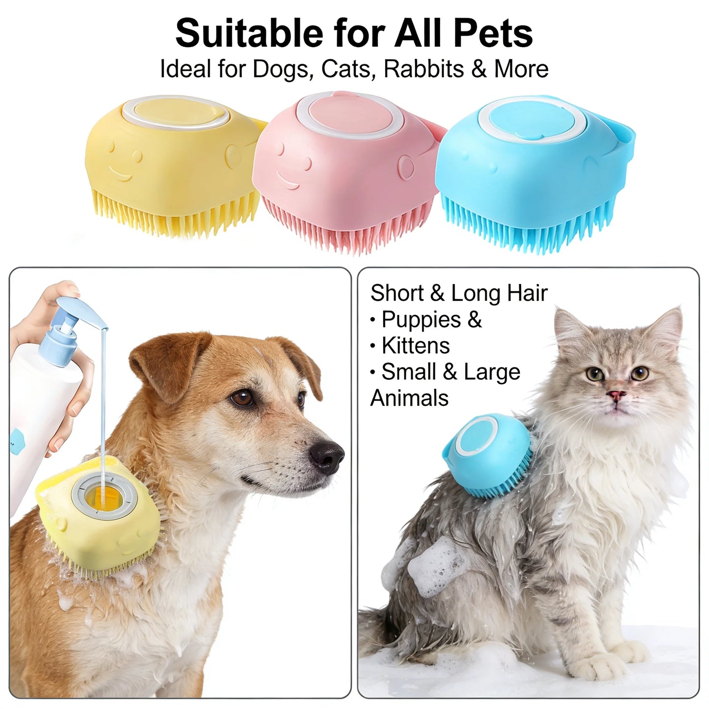 Pet Bath Gloves for Dogs & Cats Soft Silicone Massage Brush Gloves for Grooming Bathing & Fur Cleaning