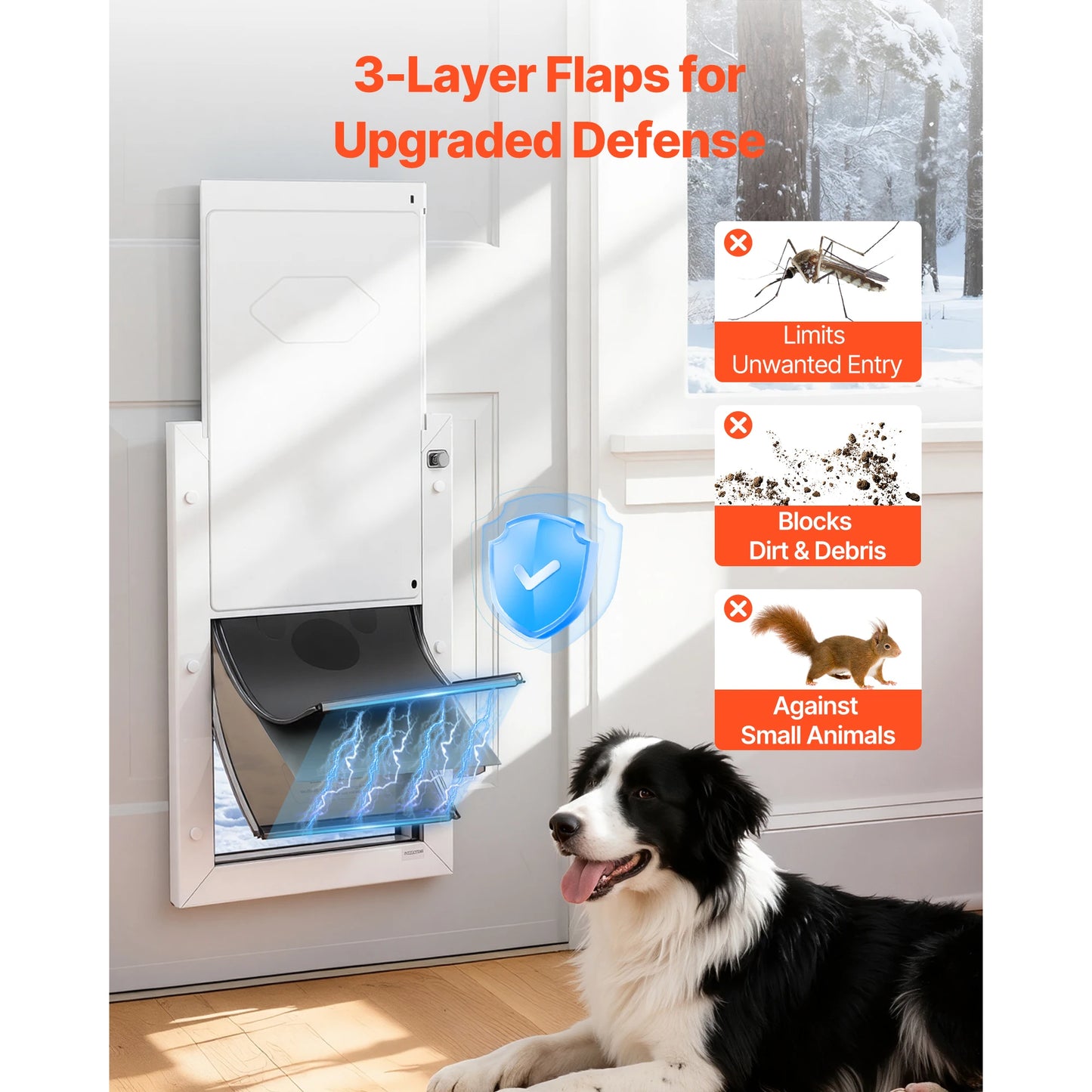 SucceBuy Pet Door 2/3 Magnetic Flaps and Metal Frame Strong Weatherproof for Interior and Exterior Easy In/Out Access for Dogs