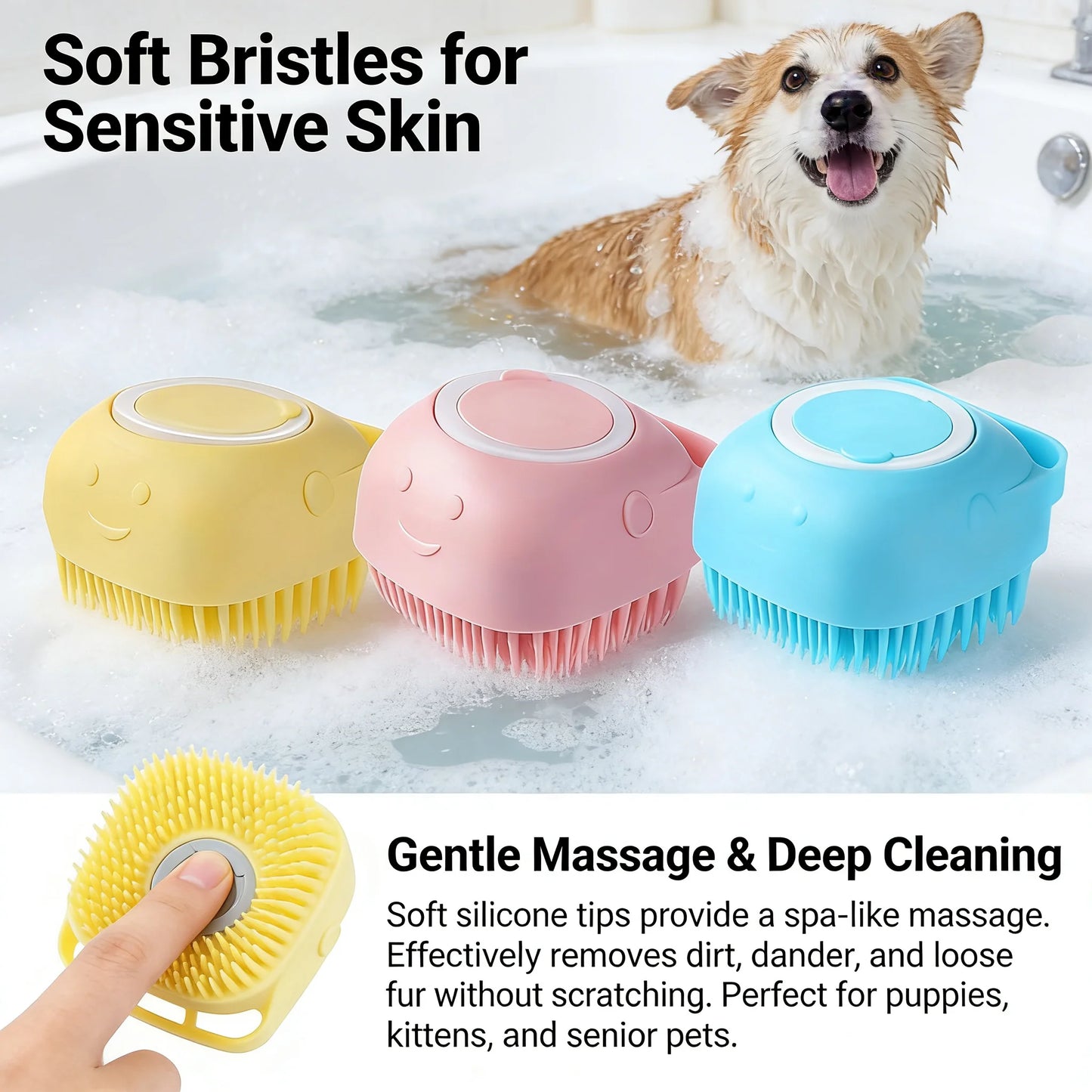 Pet Bath Gloves for Dogs & Cats Soft Silicone Massage Brush Gloves for Grooming Bathing & Fur Cleaning