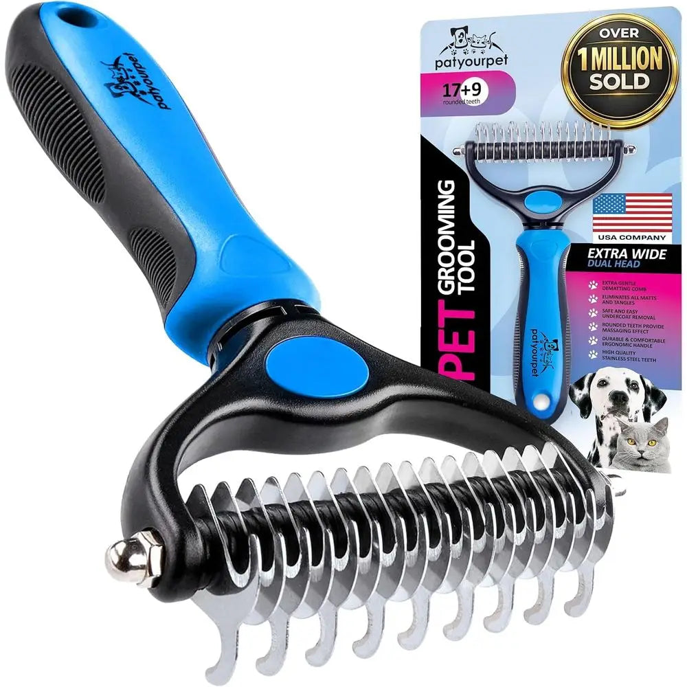Deshedding Dog Brush or Shedding Cat Brushes, Indoor Cats, Double-Sided Brush for Deshedding & Grooming, Skin-riendly for Long &