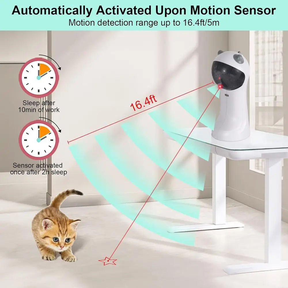 Automatic Motion-activated Cat Toy, 5 Units, 4 Speeds, Adjustable Light Angles, Random Rotating Trajectory, Rechargeable