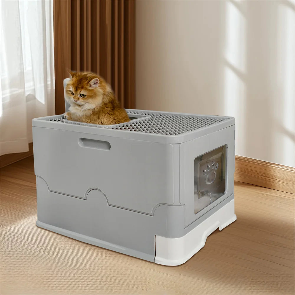 Large Cat Litter Box Kitty Sandbox Cat Litter Box Enclosed Splashproof Cat Tray Toilet Cleaning Basin Supplies Pet Toilet Tray