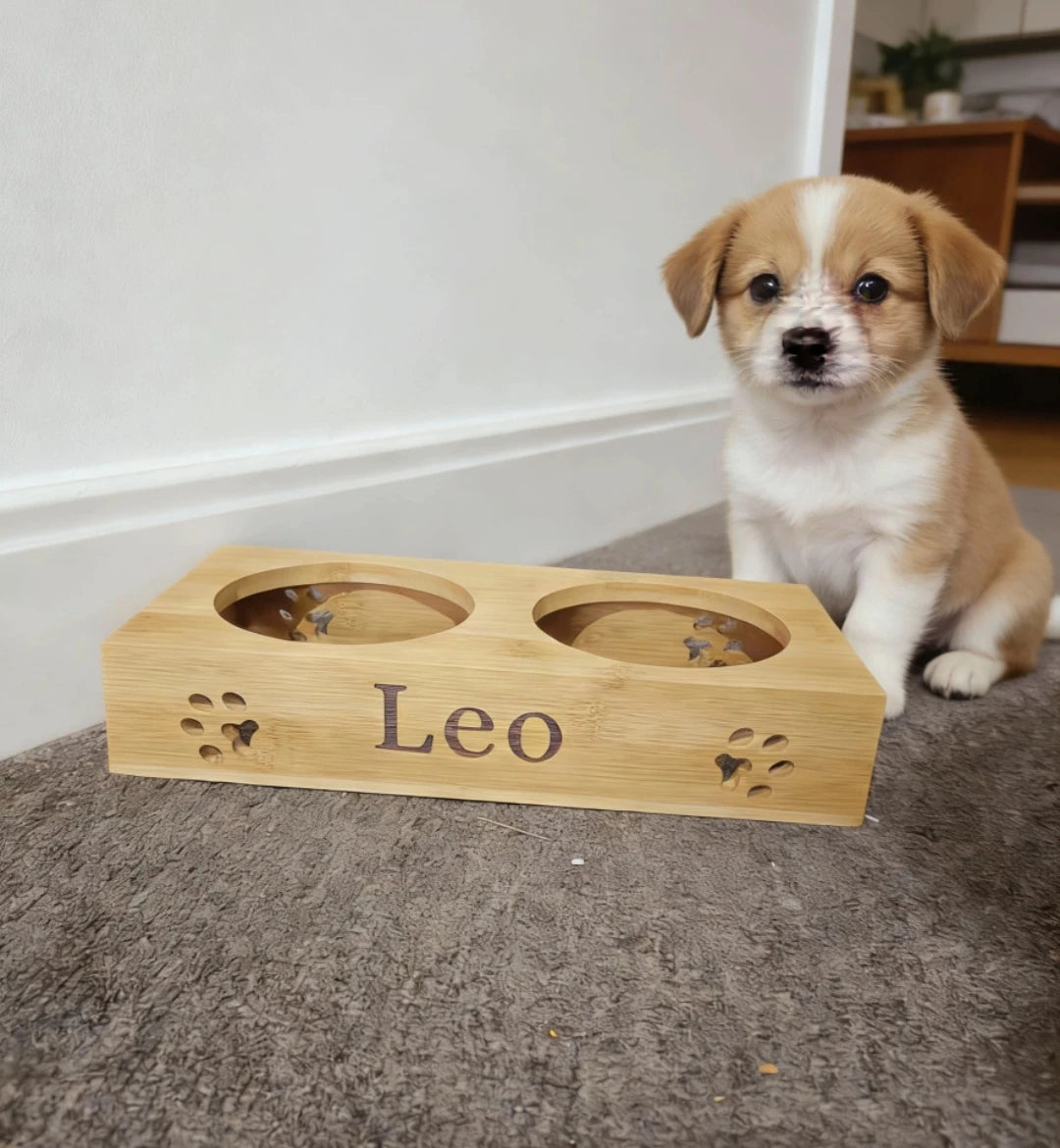 Personalized Pet Bowl Engraved Small Dog Bowls Engraved Pet Bowl Custom Wood Dog Bowl Stand Pet lover Gift Puppy Gift