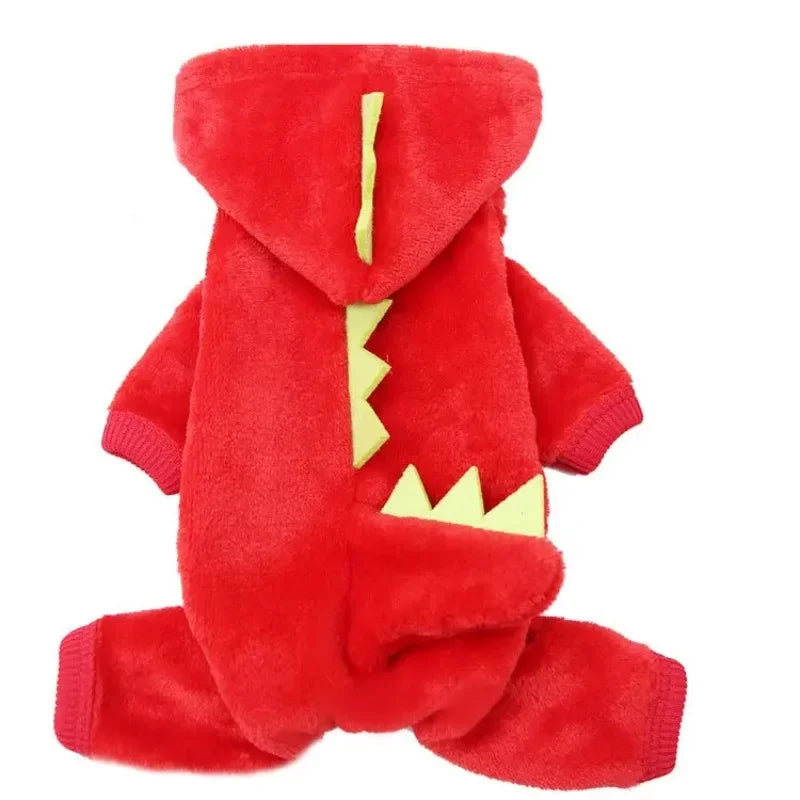 Dinosaur Dog Clothes Fleece Pet Jumpsuits Winter Warm Dog Coat Jacket for Dogs Hoodies Chihuahua French Bulldog Clothing