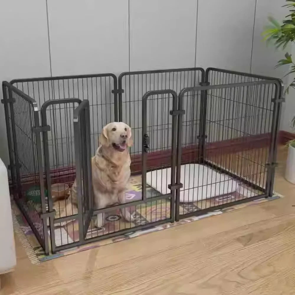 6 Panels Dog Fence Playpen Foldable Puppy Exercise Kennel Teddy Animal Escape Barrier Heavy Duty Cage for Dog Cat Rabbit Pet 60x60cm,70x80cm