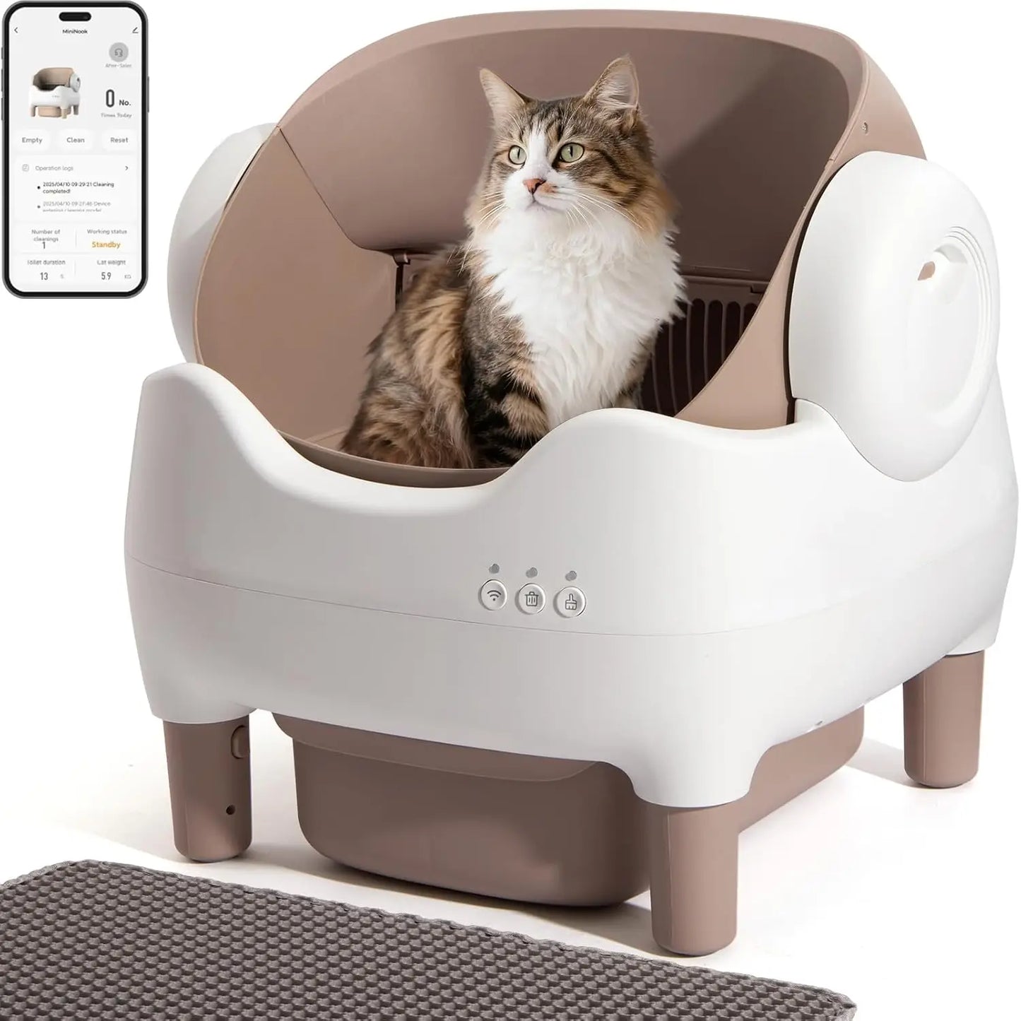Automatic Litter Box Open Top: Self Cleaning Cat Litter Box Smart with WiFi App Control, Extra Large & Safety, Customized