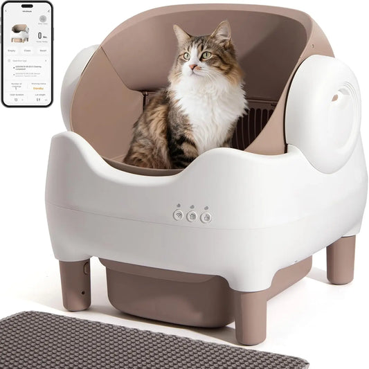 Automatic Litter Box Open Top: Self Cleaning Cat Litter Box Smart with WiFi App Control, Extra Large & Safety, Customized