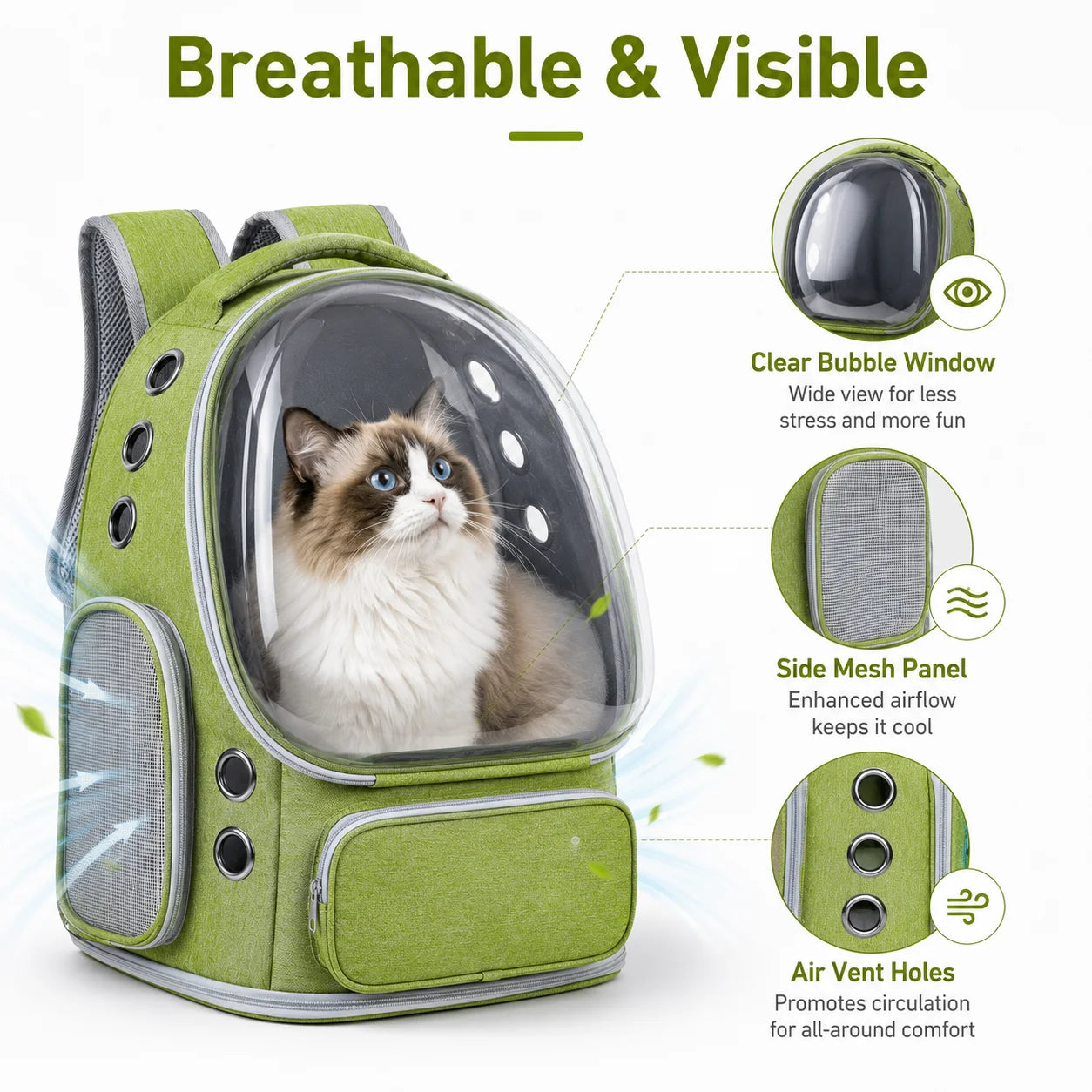 Space Capsule Cat Backpack Carrier Transparent Bubble Window Pet Travel Bag Breathable for Cats Small Dogs Outdoor Trip