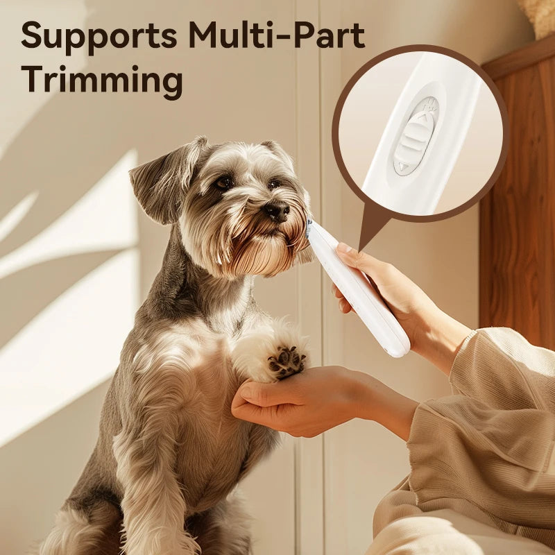 ROJECO Pet Electric Clipper For Dog Cat Claw Hair Trimmer Rechargeable Pets Dogs Foot Haircut Grooming Shaver With LED Light