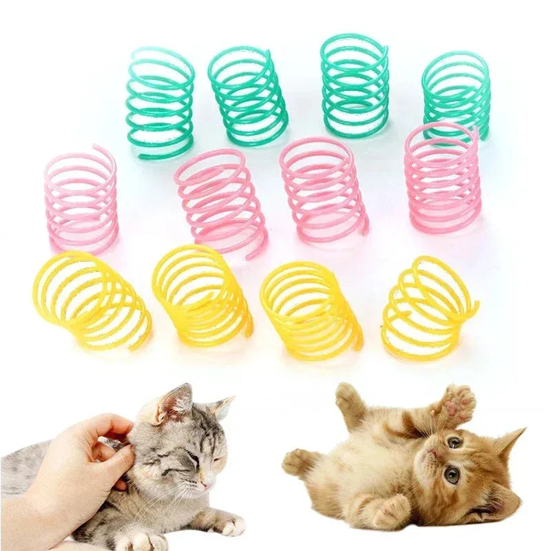 12PCS 12Colors Cat Spring Toys for Indoor Cats, Interactive Coil Springs for Self Play, Durable Heavy Plastic Cat Spiral Spring