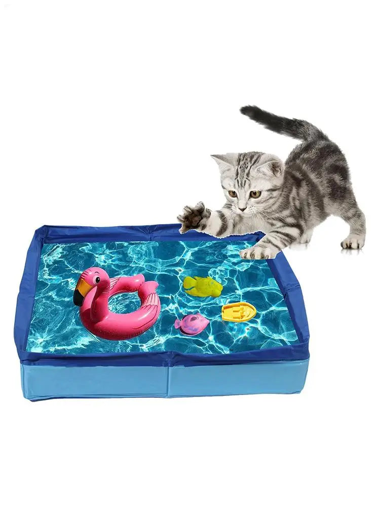Dog Kiddie Pool PVC Square Shaped Folding Dog Bath Pool Non Inflatable Save Space small pet bathtub For Puppy Cats Pet Supplies
