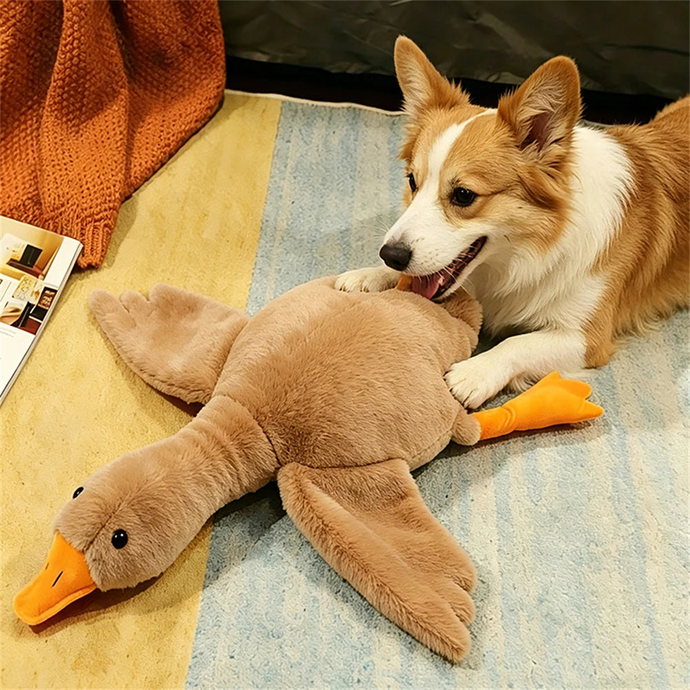 50cm Goose Plush Toy Soft Stuffed Pillow Cats Dogs Relax Pet Companion Anxiety-Relieving Dog Buddy Energy Release Gift for Pets