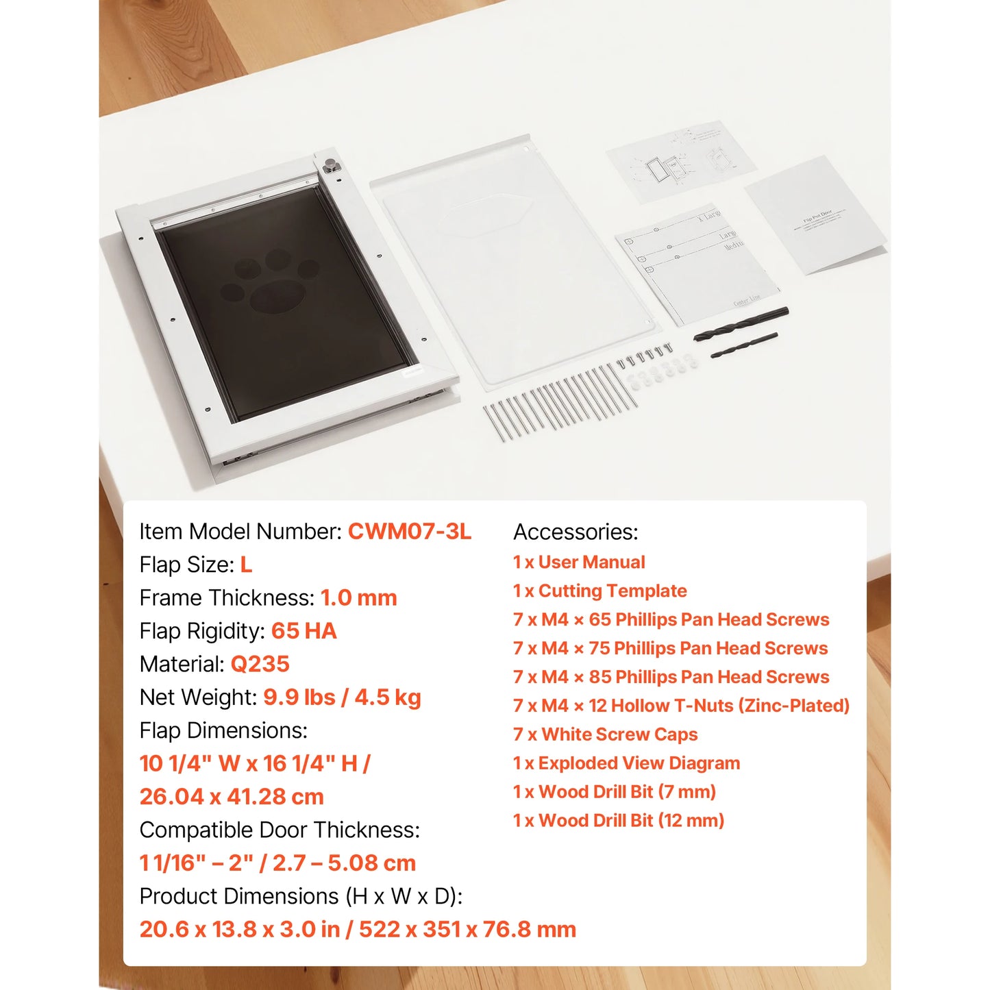 SucceBuy Pet Door 2/3 Magnetic Flaps and Metal Frame Strong Weatherproof for Interior and Exterior Easy In/Out Access for Dogs