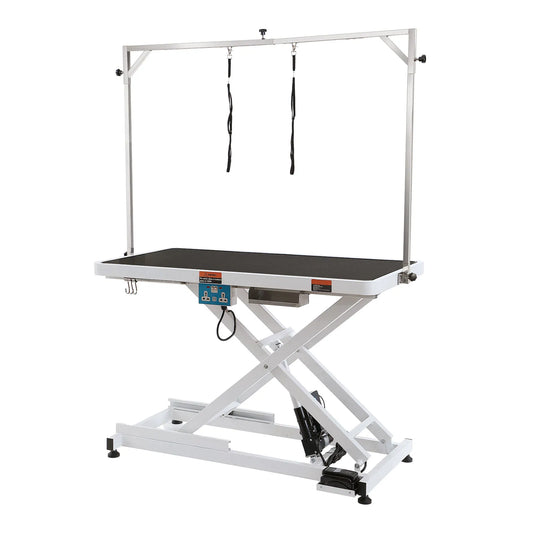 SucceBuy Electric Pet Grooming Table Heavy Duty Dog Grooming Arm for Large Dog Height Adjustable Grooming Station Slip Tabletop