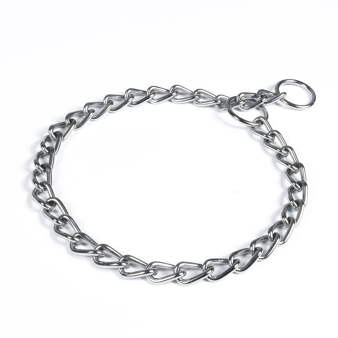 Stainless Steel Dog Choke Collar Snake Chain Anti Bite Anti Rust Training Walking Collar For Medium Large Bulldog Rottweiler Dog