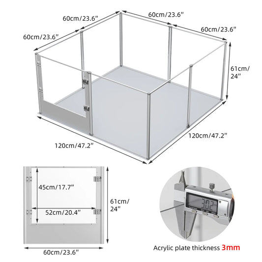 Unique Clear Acrylic Pet Playpen Dog Whelping Pen Rabbit Cage with Waterproof Floor Pad for Guinea Pigs Hedgehogs Hamsters