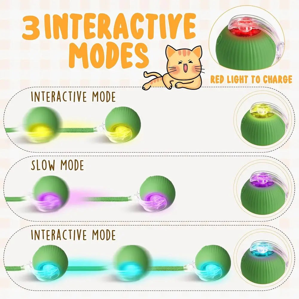 6 Pack Interactive Cat Ball Toy 360° Automatic New Interactive Rolling Ball Rechargeable Gifts for Cat Dog Lovers Indoor Exercis