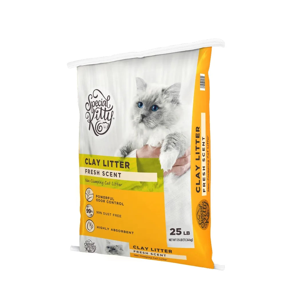 Non-Clumping Clay Cat Litter, Fresh Scent, 25 lb Bag, 1 Count