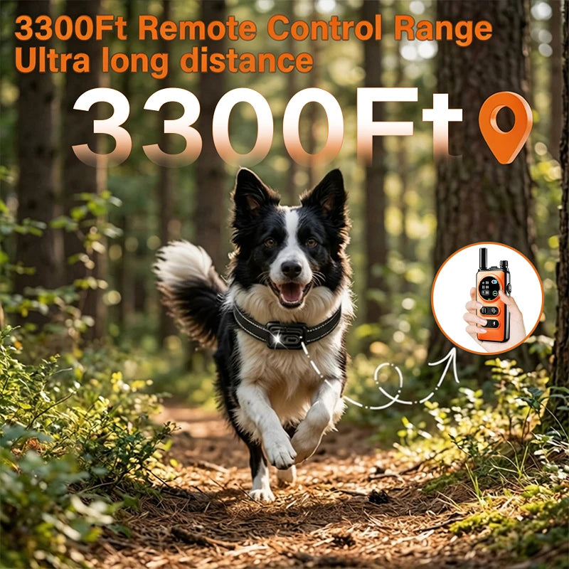 Electric Dog Training Collar Digital Rechargeable Remote Control IPX7 Waterproof Vibrator Pet Dog Bark Stop Shock Collar
