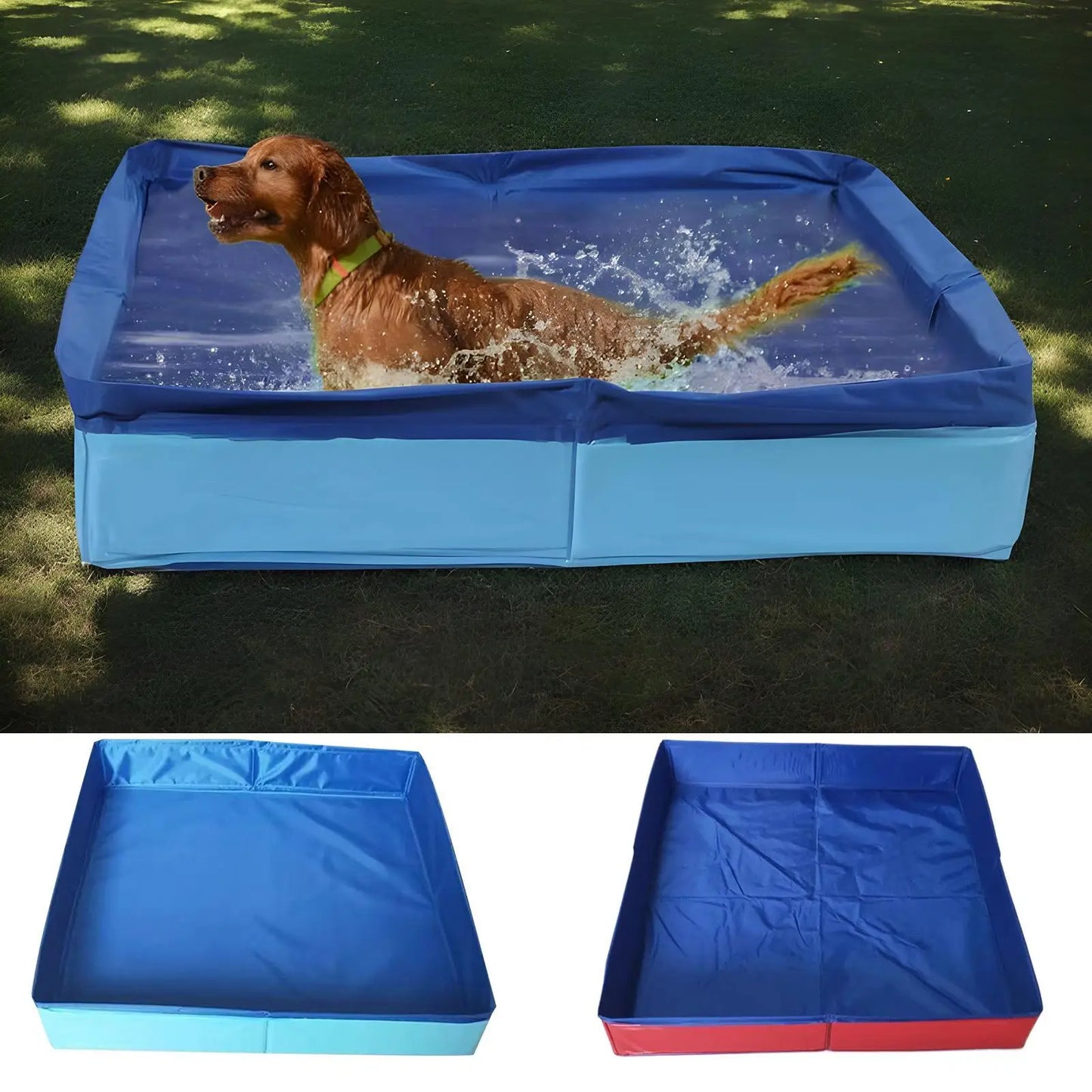 Dog Kiddie Pool PVC Square Shaped Folding Dog Bath Pool Non Inflatable Save Space small pet bathtub For Puppy Cats Pet Supplies