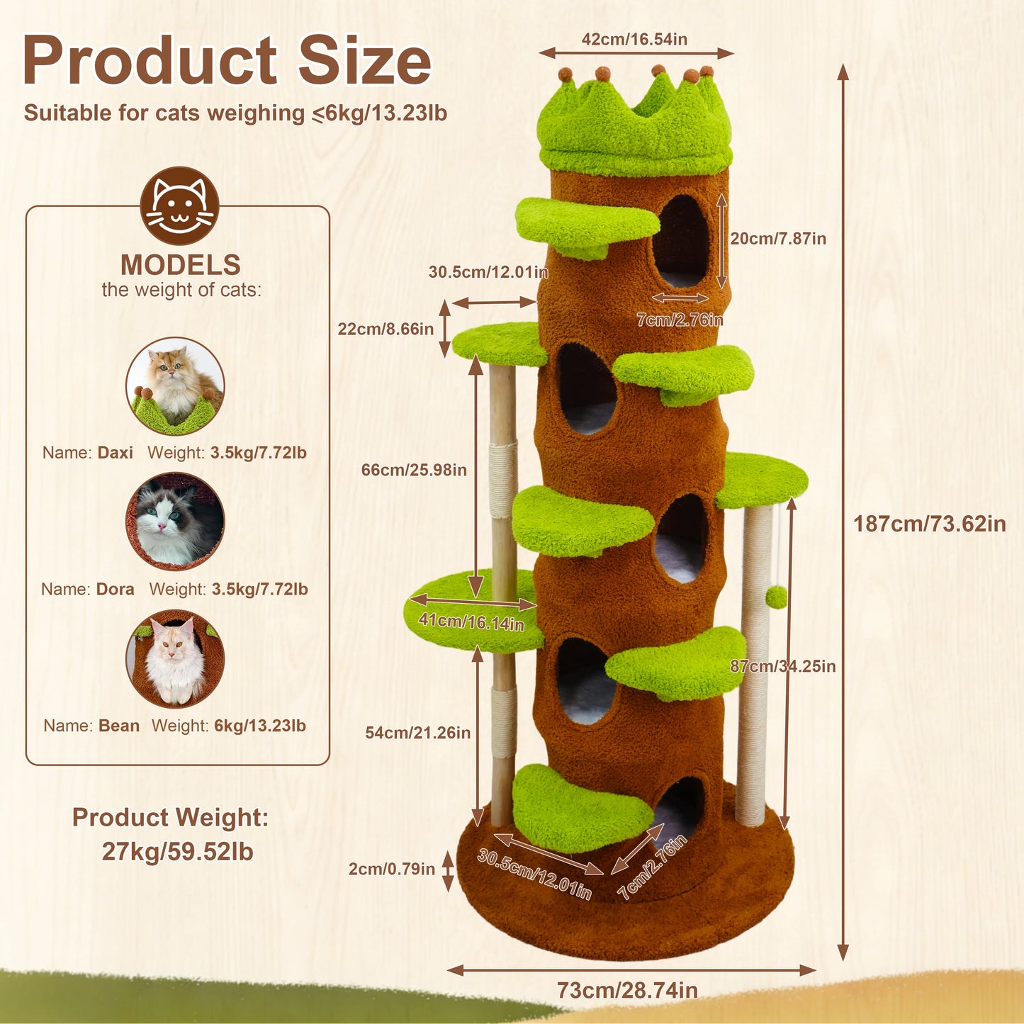 XXL Tall Cat Tree Tower with Scratching Post Activity Center Large Playing House Condo for Multi-Cat Household