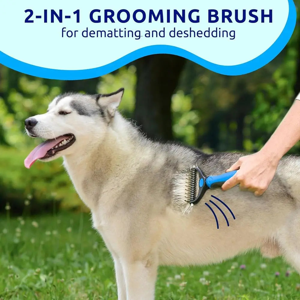 Deshedding Dog Brush or Shedding Cat Brushes, Indoor Cats, Double-Sided Brush for Deshedding & Grooming, Skin-riendly for Long &
