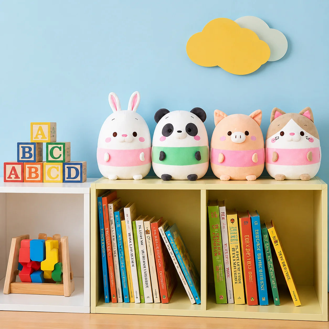 5 Pack 13.8 Inch Cute Animal Stuffed Animals US Stock Fast Shipping Soft Plush Toy Set Rabbit Panda Pig Cat Elephant Plushies for Kids Gift Room Decor