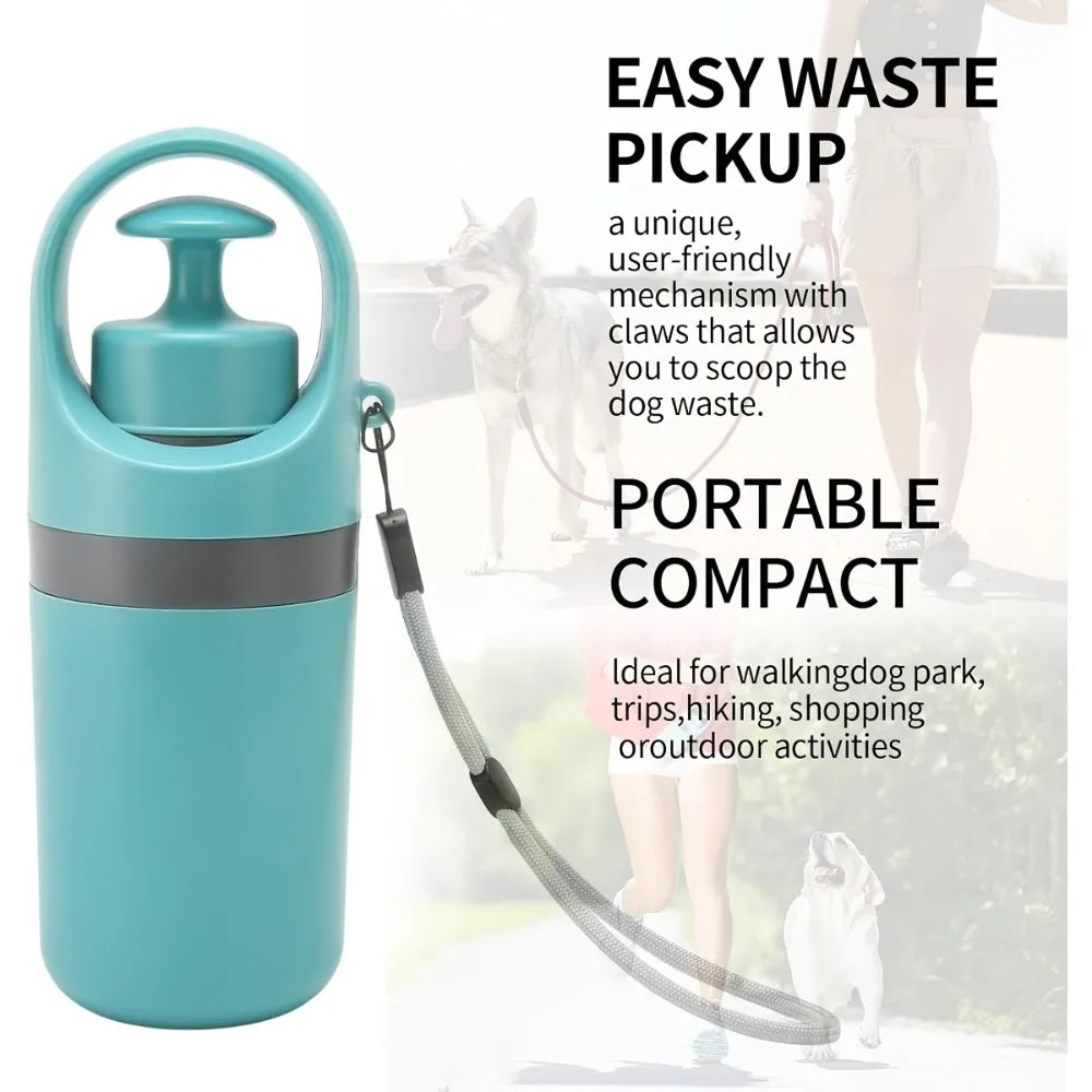 Portable Touch-Free Dog Poop Scooper, Comes with 30 Poop Bags + 1 Random-Color Poop Bag Dispenser, Leak-Proof Waste Container & 4 Anti-Lost Bells – Hands-Free Poop Picking Tool for Small, Medium and Large Dogs, Specially De
