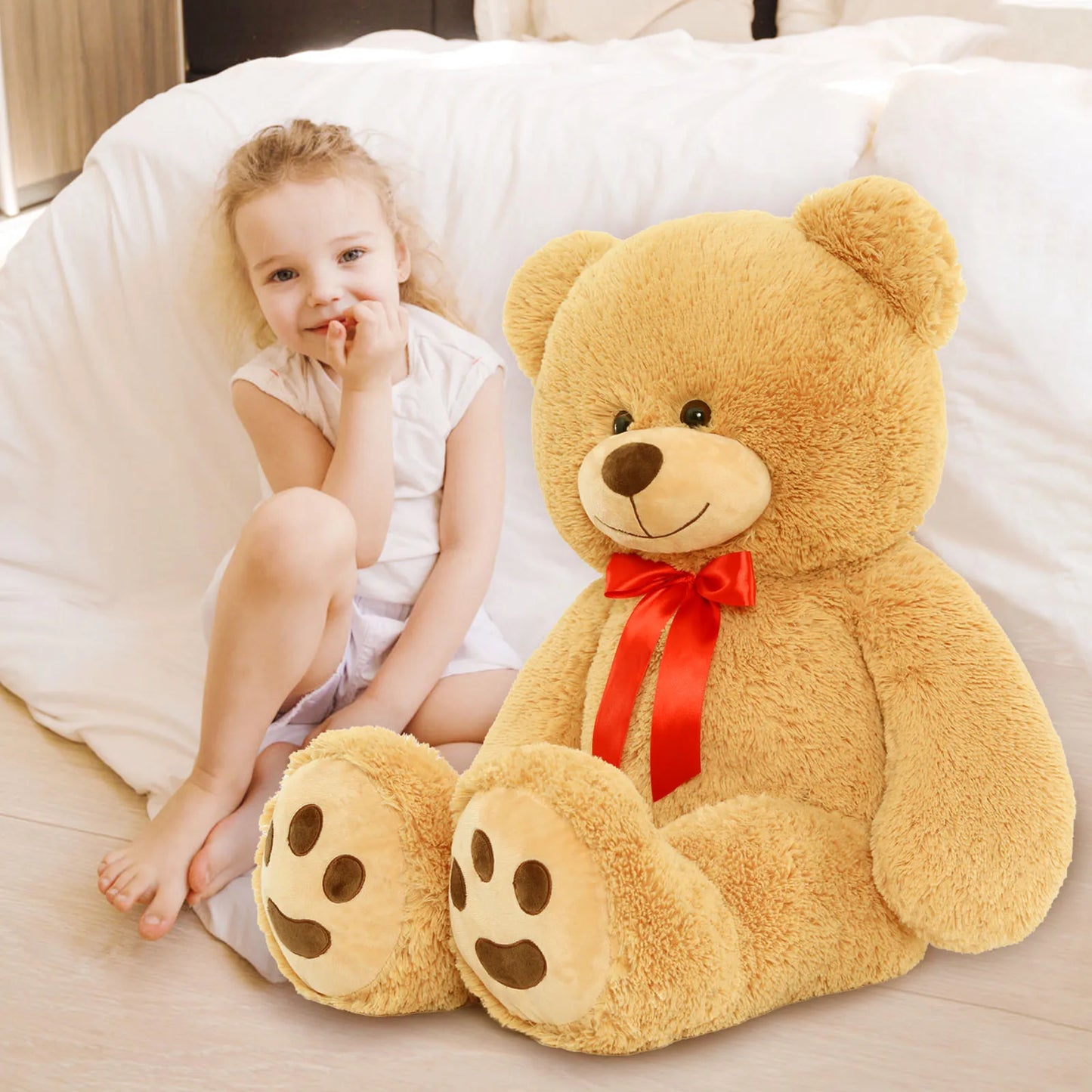 Giant Teddy Bear Stuffed Animal Plush Toy, Big Brown Teddy Bear Gift for Kids, Girlfriend, Boyfriend on Christmas, Birthd