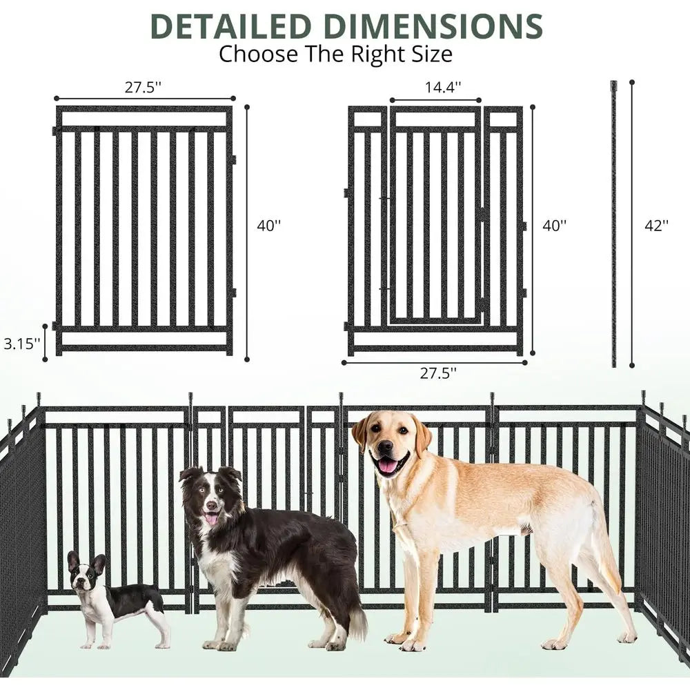 Dog ence Outdoor or Yard Dog Playpen Indoor 40" Height 16 Panels Portable Puppy Playpen Dog Kennel or RV Camping(Black-Silver)