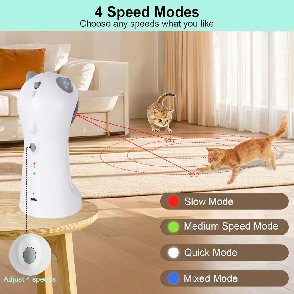 Automatic Motion-activated Cat Toy, 5 Units, 4 Speeds, Adjustable Light Angles, Random Rotating Trajectory, Rechargeable