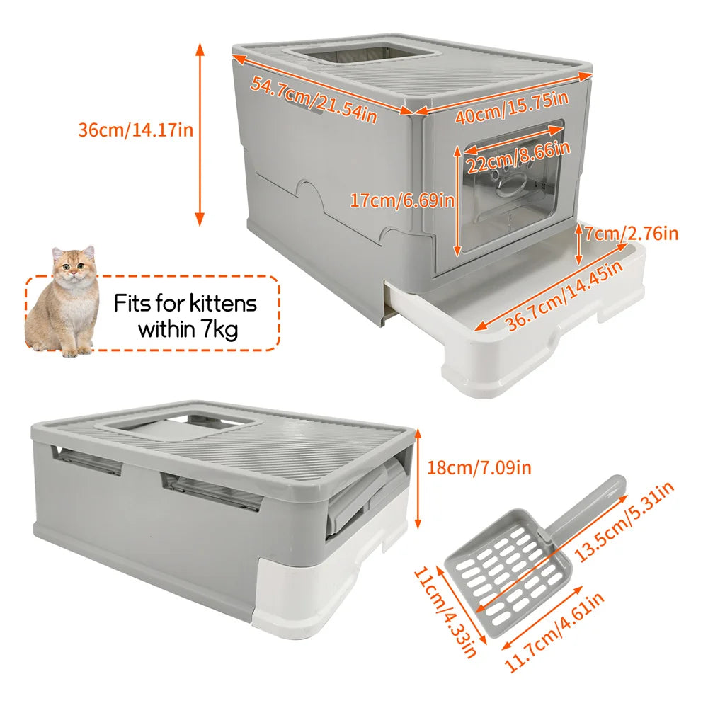 Large Cat Litter Box Kitty Sandbox Cat Litter Box Enclosed Splashproof Cat Tray Toilet Cleaning Basin Supplies Pet Toilet Tray