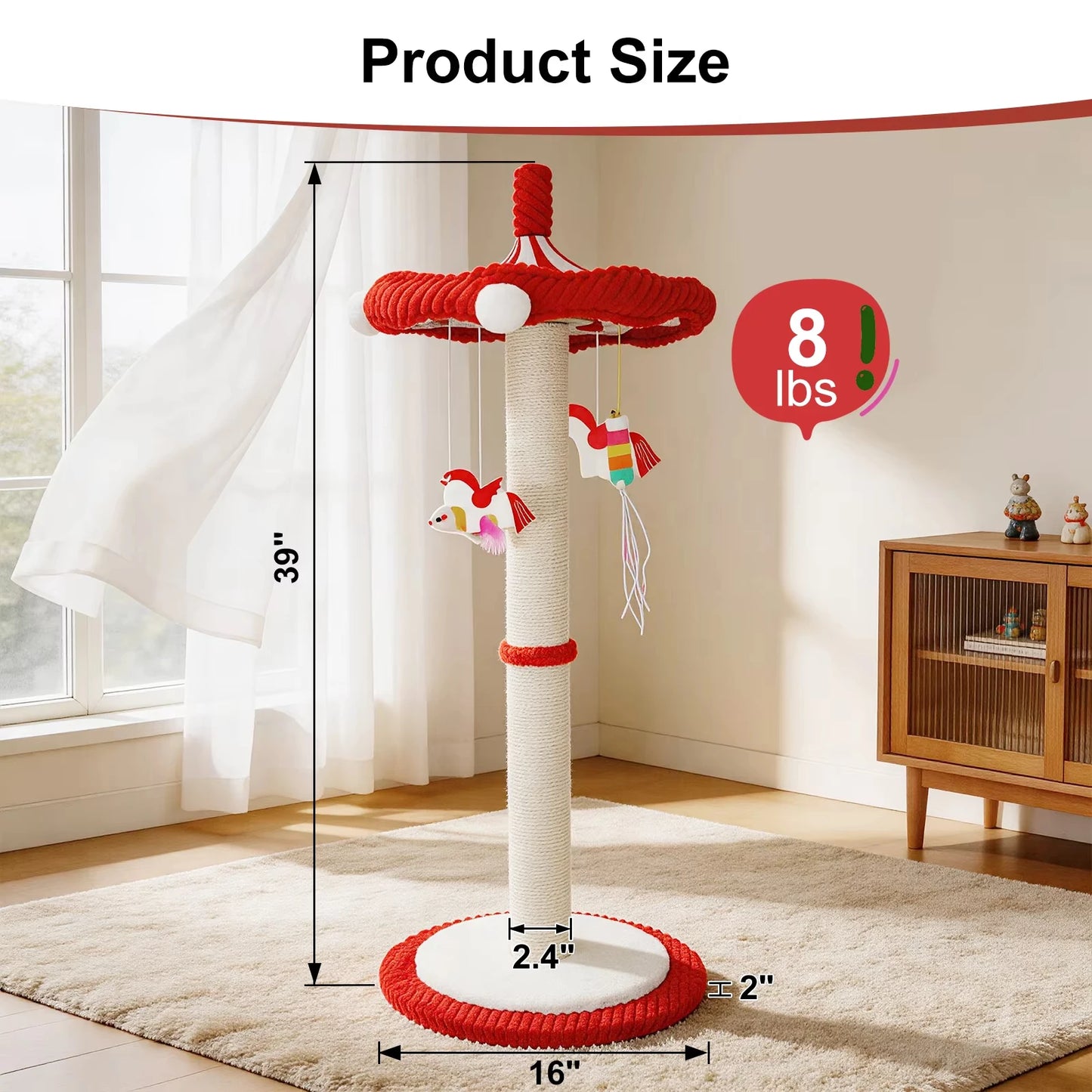 Rotating Interactive Cat Scratching Post Sisal Cat Tree Tower Durable For Indoor Kittens And Adult Cats Wear Resistant Climbing