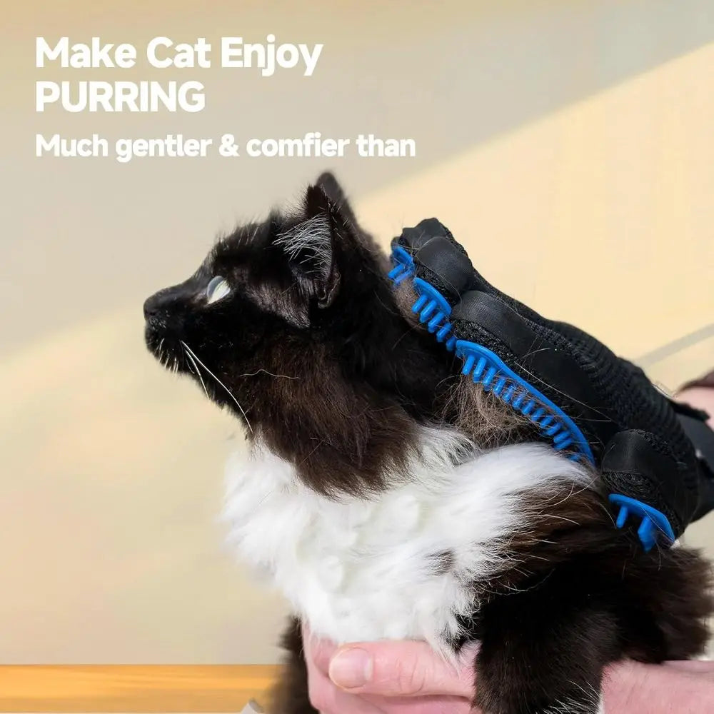 Pet Hair Removal Glove for Dogs & Cats, 2-in-1 Deshedding Brush & Massage Mitt, Grooming Gloves for Shedding Control, Bathing an