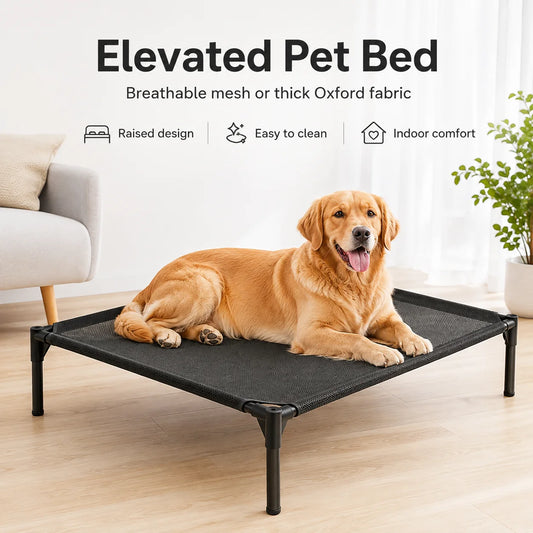 Elevated Pet Bed Raised Dog Cot Breathable Mesh Oxford Fabric Easy Clean Stable Frame Indoor Use for Large Medium Small Dogs