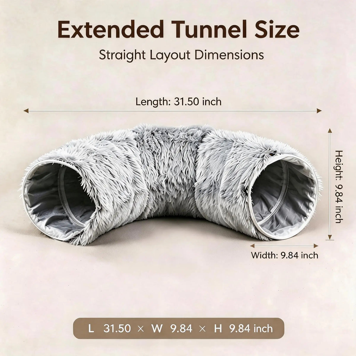Large Cat Tunnel Bed with 12 Toys, 2-in-1 Donut Plush Cat Cave Tube, Collapsible Grey Cat Tunnel for Indoor Cats, Kitten Play & Rest