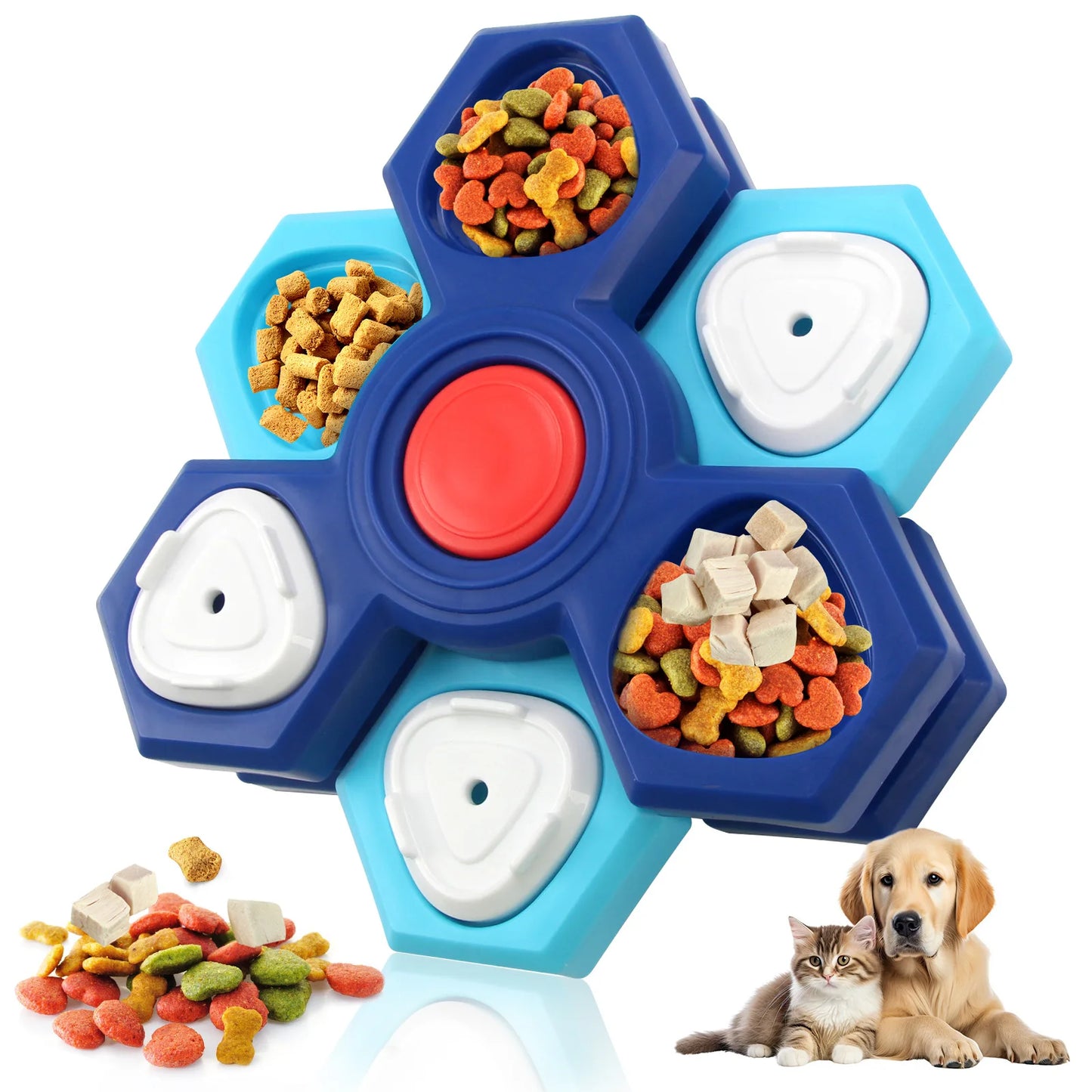 4 Layer Interactive Slow Feeder Dog Bowl - Multi-Layer Rotating Puzzle Toy For Mental Stimulation, Non-Slip Design Fits Small/Medium/Large Dogs