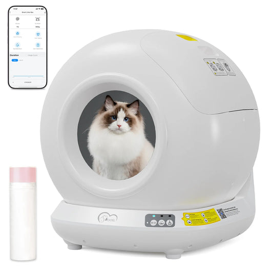 DOEL Smart Self-Cleaning Cat Litter Box With App Control, Only Supports 2.4G WiFi, 78L Capacity,Includes Trash Bags, 4 Set Of Gravity Sensors For Cat Safety Compatible With Tofu & Mixed Litters, Automatic Cat Litter Box